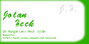 jolan heck business card